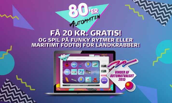 Prøv 80’er automaten hos Danske Spil Casino gratis med 20 kr!